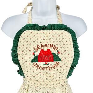 Season's Greetings Christmas Holiday Vintage Apron